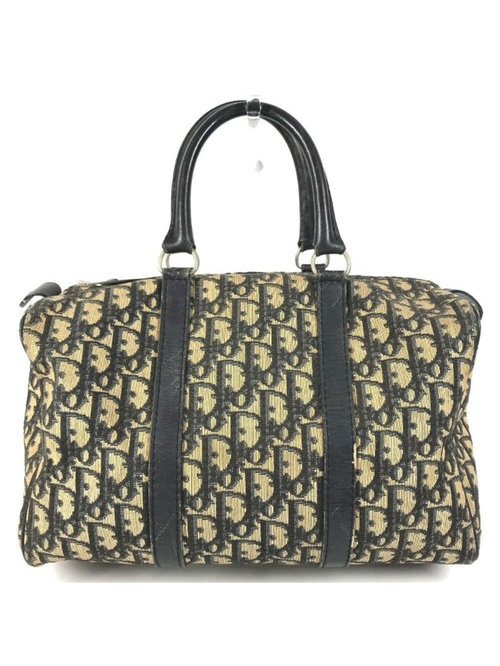 Dior Handbag Trotter Logo Leather Canvas Navy